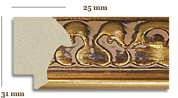 Klassische Ornamentleiste gold und altweiß in Antikoptik