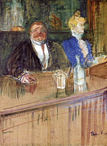 Henri de Toulouse-Lautrec - Im Café, Der Gast und die bleichsüchtige Kassiererin