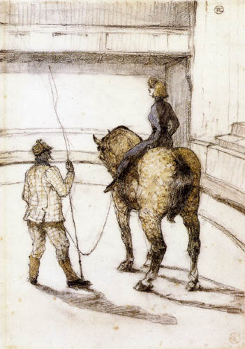 Henri de Toulouse-Lautrec - En el circo, Trabajo con la silla de montar