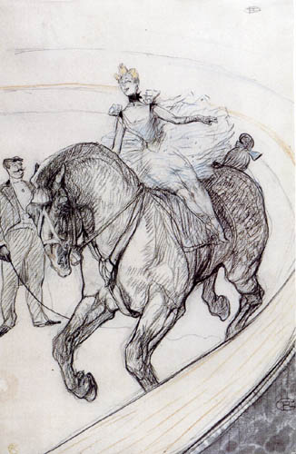 Henri de Toulouse-Lautrec - En el circo, Trabajo sin la silla de montar