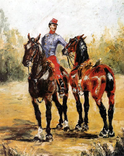Henri de Toulouse-Lautrec - Groom with two horses