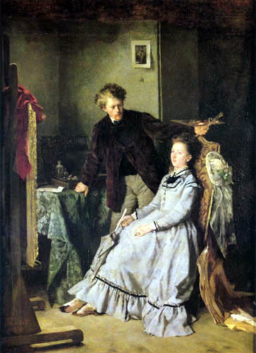 Theodor Alt - The painter Rudolf Hirth Frênes with a model