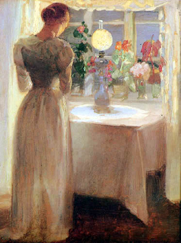 Anna Ancher - Young Girl with Flowers