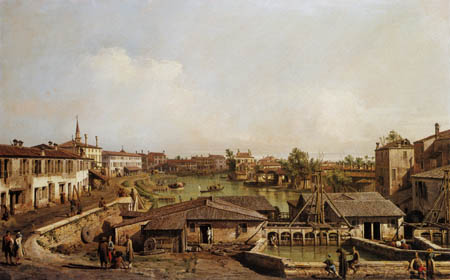 Bernardo Bellotto, Belotto (Canaletto) - Blick auf Dolo entlang der Brenta
