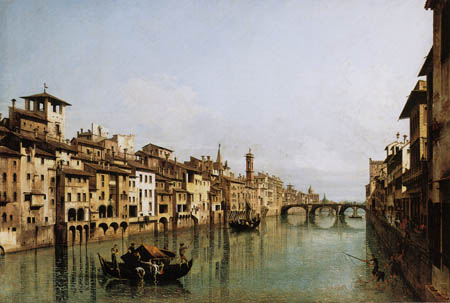 Bernardo Bellotto, Belotto (Canaletto) - Arno y el puente Santa Trinita, Florencia
