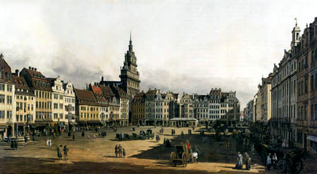 Bernardo Bellotto, Belotto (Canaletto) - Alter Markt in Dresden von der Schloßgasse