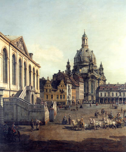 Bernardo Bellotto, Belotto (Canaletto) - El Neumarkt en Dresde, detalle