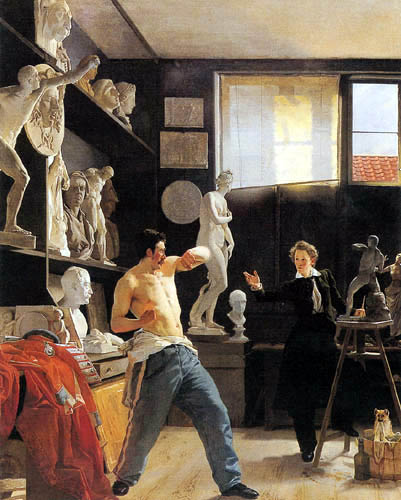 Wilhelm Bendz - The Sculptor Christensen in his studio