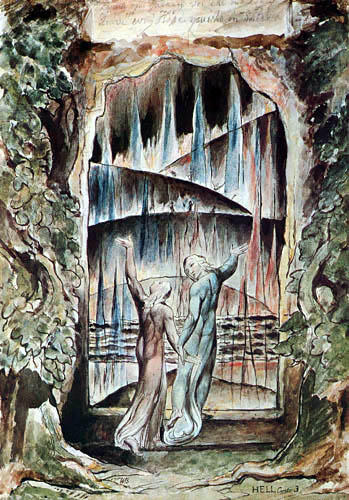 William Blake - Dante y Virgilio en la entrada del infierno