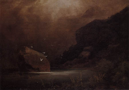 Arnold Böcklin - Lac dans les montagnes avec les mouettes