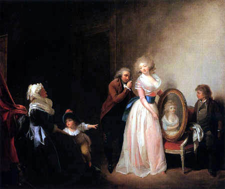 Louis-Léopold Boilly - Intérieur avec une famille qui admire le portrait d'une dame