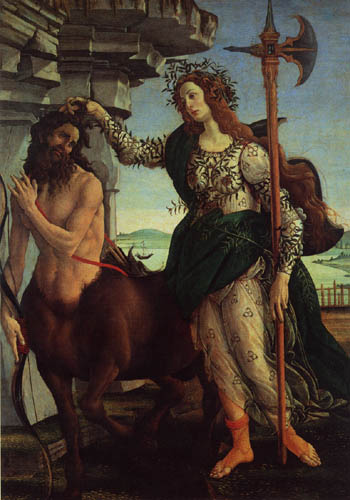 Sandro Botticelli - Minerval, Camilla und der Kentaur