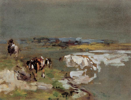 Eugene Boudin - Cows on the pasture