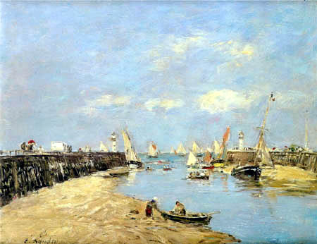 Eugene Boudin - Trouville, The Piers at Low Tide