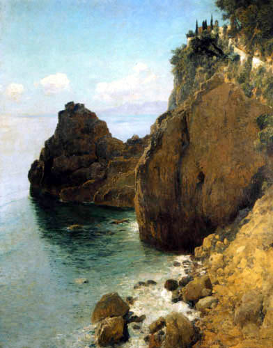 Eugen Bracht - Cliffs at Final Marina, Italy