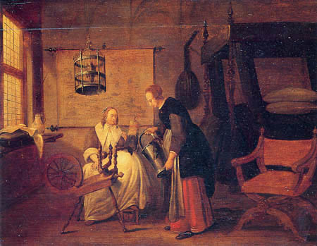 Gerritsz. Van Brekelenkam - Interior with a Mistress and her Maid