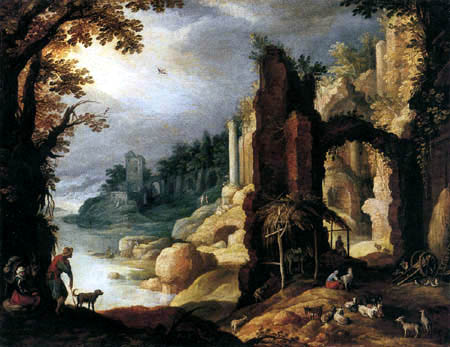 Paul Bril(l) - Landschaft mit Schafhirten und Ruinen