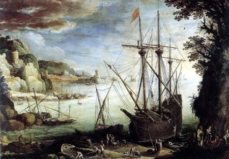 Paul Bril(l) - View of a port