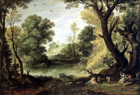 Paul Bril(l) - Wooded Landscape with Nymphs and Satyrs