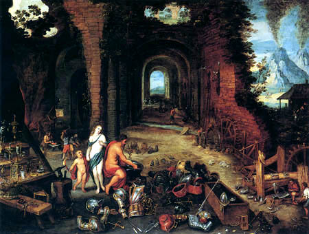 Jan Brueghel el Viejo - Venus und Cupid in Vulkan´s Schmiede