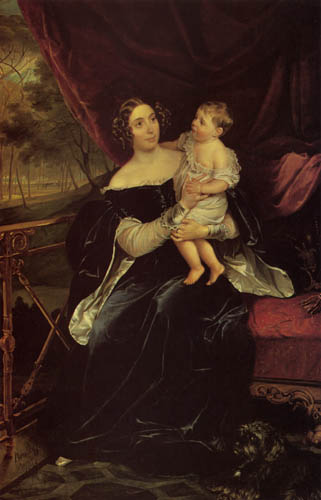 Karl Pavlovich Briullov - Portrait of O.I. Dawydowa with daughter Natalia