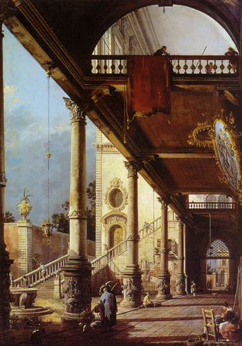 Giovanni Antonio Canal, Canaletto - Portikus und Hof eines Palastes