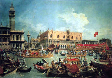 Giovanni Antonio Canal, called Canaletto - The bucentaur at Palazzo Ducale