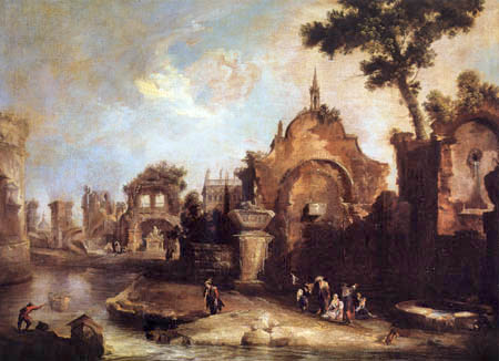 Giovanni Antonio Canal, called Canaletto - Ideal Landscape with Ruins
