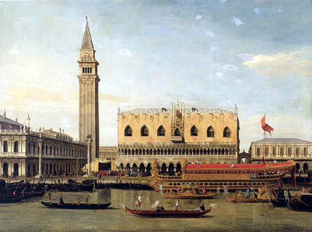 Giovanni Antonio Canal Canaletto - Le Bucentaure à le Palais des Doges