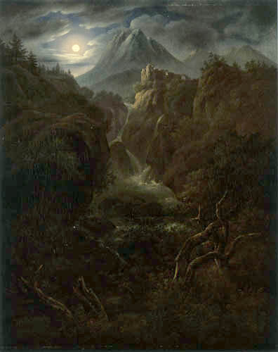 Carl Gustav Carus - Luz de la luna en las montañas