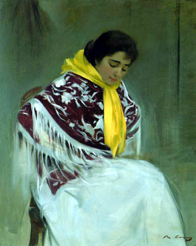 Ramon Casas i Carbó - Woman with Yellow Scarf