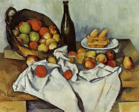 Paul Cézanne (Cezanne) - Bodegón con cesta de manzana, detalle