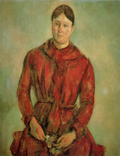 Paul Cézanne (Cezanne) - Señora Cezanne en vestido rojo