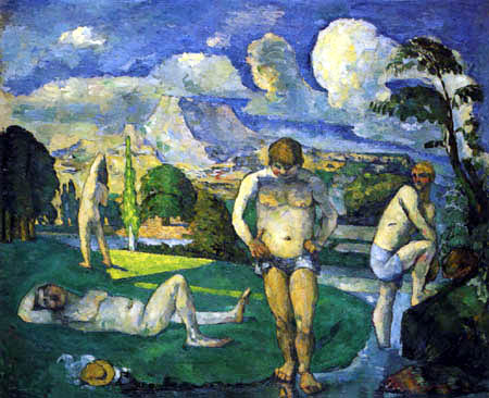 Paul Cézanne (Cezanne) - Bañistas en la orilla del río