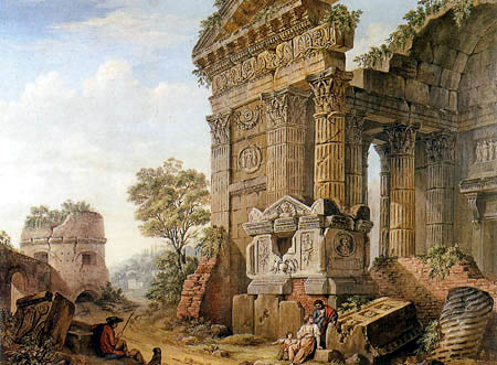 Charles-Louis Clérisseau - Capricho arquitectónico con sepulcros