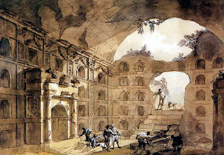 Charles-Louis Clérisseau - Inneres eines Mausoleums in Neapel