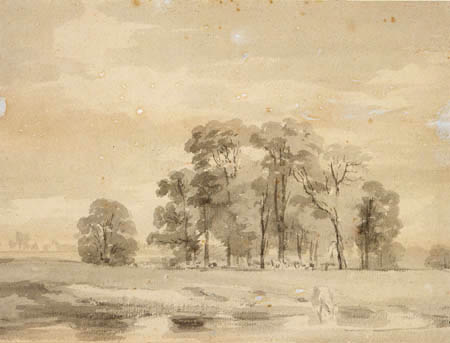 John Constable - Grasende Kühe an einem Fluss