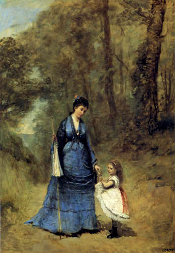 Jean-Baptiste Corot - Madame Stumpf with daughter