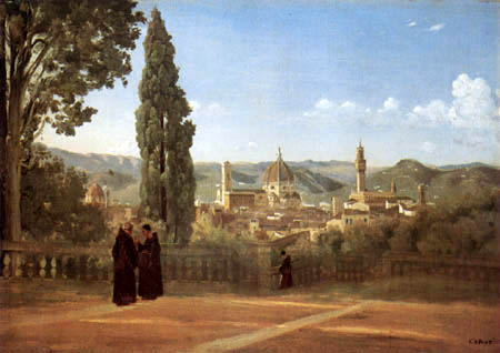 Jean-Baptiste Corot - Florence , from the Boboli gardens