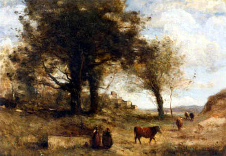 Jean-Baptiste Corot - Les vachères à la fontaine