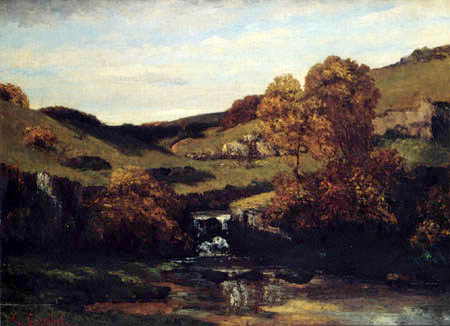 Gustave Courbet - Landscape with Waterfall