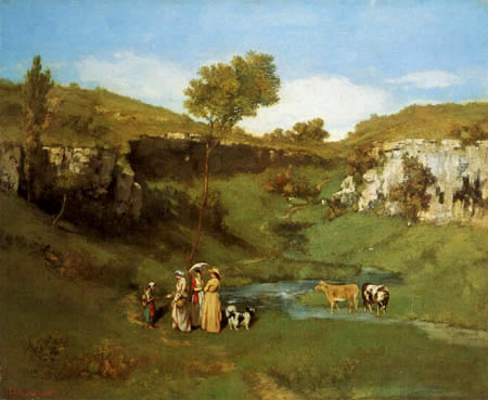 Gustave Courbet - Spaziergang im Tal bei Ornans