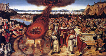 Lucas Cranach the Younger - Elias and the priests of Ba´al