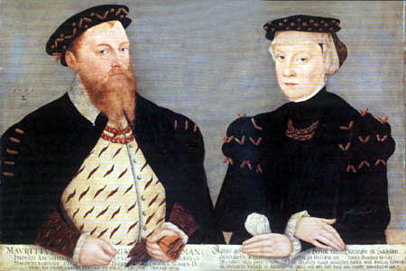 Lucas Cranach the Younger - Elector Moritz of Saxony and his wife Agnes
