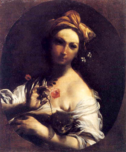 Giuseppe Maria Crespi - Frau mit Rose und einer Katze