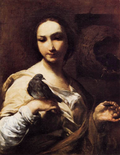 Giuseppe Maria Crespi - Femme avec un pigeon