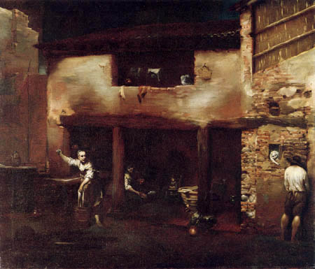 Giuseppe Maria Crespi - Szene in einem Hof