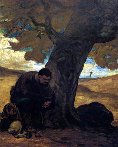 Honoré Daumier - Sancho Panza sous un arbre
