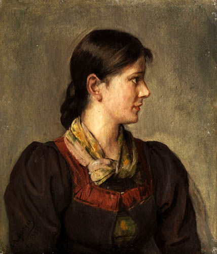 Franz von Defregger - Bildnis eines jungen Bauernmädchens