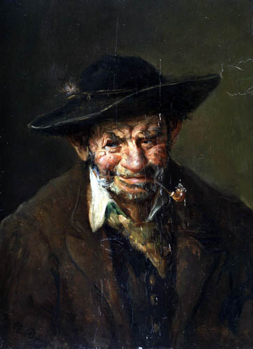 Franz von Defregger - Portrait of an old farmer